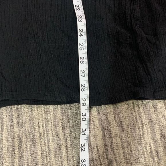 Las Manos Womens Size XL Button Front Blouse Top Black Long Sleeve V Neck‎ Gauzy - Picture 5 of 8